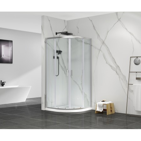 1 - Box doccia semicircolare 80x80cm T-special con profilo cromo e vetro trasparente