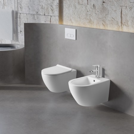 1 - Bidet Linea T-Color in ceramica sospeso bianco opaco