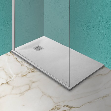 1 - Piatto Doccia marmoresina 70x140cm effetto pietra bianco
