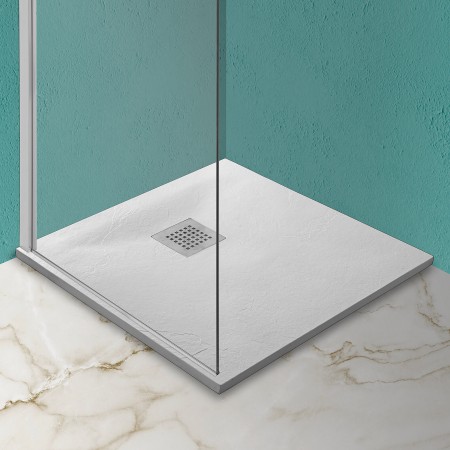 1 - Piatto Doccia marmoresina 80x80cm effetto pietra bianco