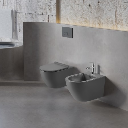 1 - Vaso Linea T-Color in ceramica sospeso grigio scuro opaco