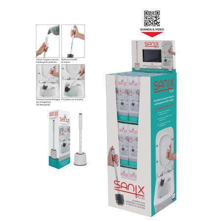 1 - Dsplay box portascopini Sanix Plus con dispenser sapone