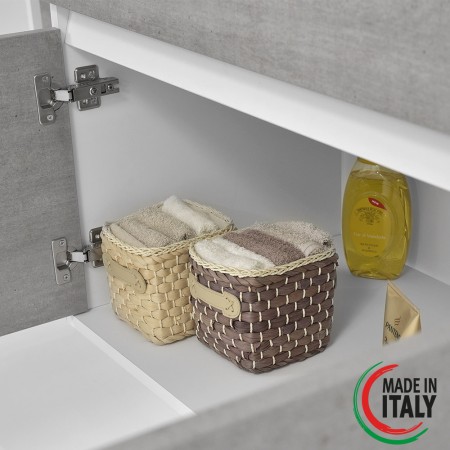 5 - Composizione bagno Fabula 90cm in nobilitato melaminico cemento