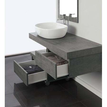 4 - Composizione bagno Shelf 120cm in nobilitato melaminico cemento
