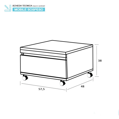 6 - Cassettiera Shelf 58cm in nobilitato melaminico cemento