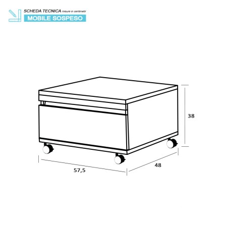 6 - Cassettiera Shelf 58cm in nobilitato melaminico rovere di bordeaux
