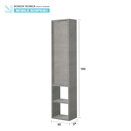 3 - Pensile Shelf L30xh150 in nobilitato melaminico cemento