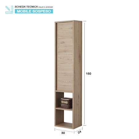 3 - Pensile Shelf in nobilitato melaminico rovere di bordeaux
