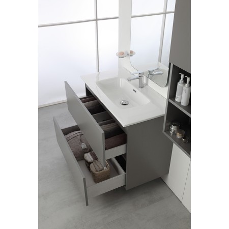4 - Composizione bagno Pastello 90cm in nobilitato melaminico grigio