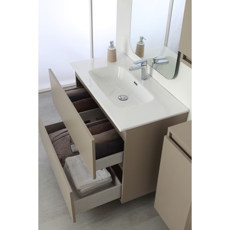 4 - Composizione bagno Pastello 90cm in nobilitato melaminico tortora