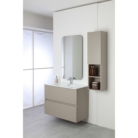 5 - Composizione bagno Pastello 90cm in nobilitato melaminico tortora