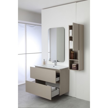 6 - Composizione bagno Pastello 90cm in nobilitato melaminico tortora