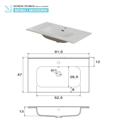 8 - Composizione bagno Pastello 90cm in nobilitato melaminico tortora
