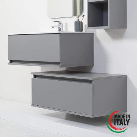 4 - Composizione bagno Pastello 90cm in nobilitato melaminico grigio