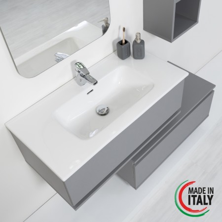 5 - Composizione bagno Pastello 90cm in nobilitato melaminico grigio