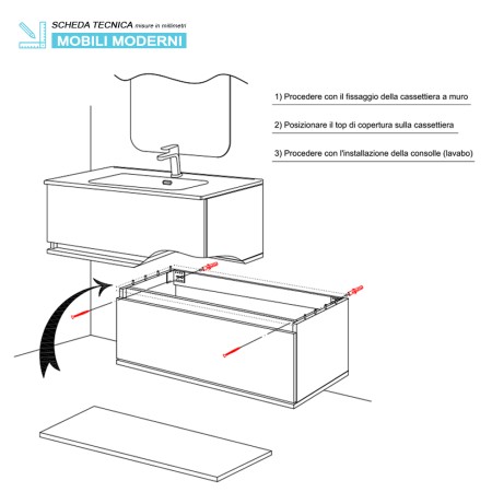 7 - Composizione bagno Pastello 90cm in nobilitato melaminico grigio