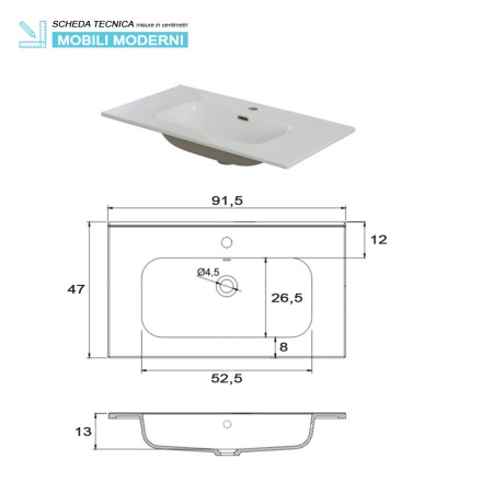 8 - Composizione bagno Pastello 90cm in nobilitato melaminico grigio