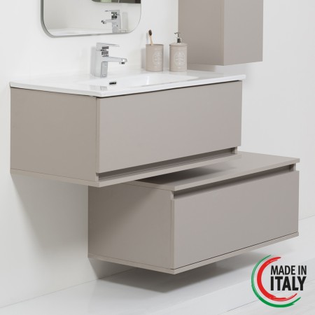 4 - Composizione bagno Pastello 90cm in nobilitato melaminico tortora