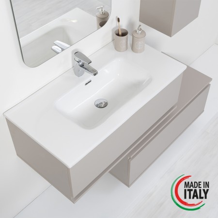 5 - Composizione bagno Pastello 90cm in nobilitato melaminico tortora