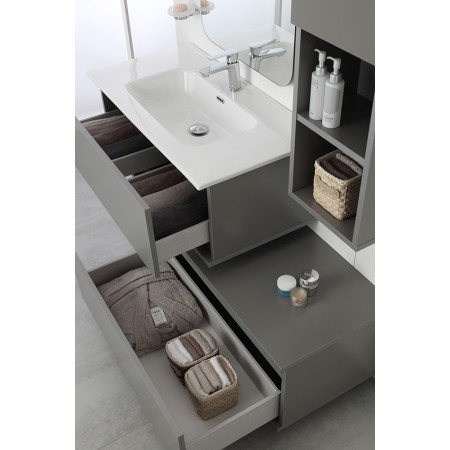 5 - Composizione bagno Pastello 80cm in nobilitato melaminico grigio