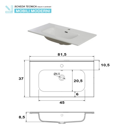 7 - Composizione bagno Pastello 80cm in nobilitato melaminico grigio