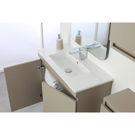 4 - Composizione bagno Pastello 80cm in nobilitato melaminico tortora
