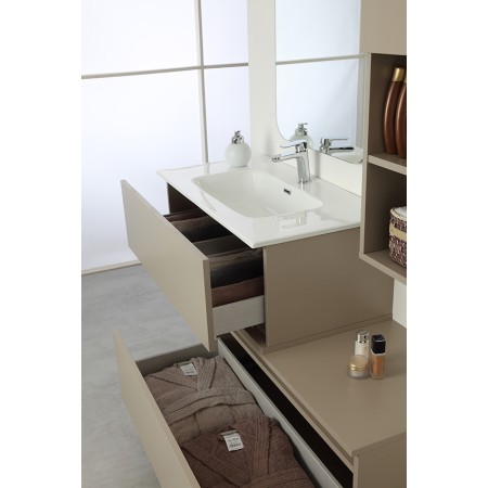 5 - Composizione bagno Pastello 80cm in nobilitato melaminico tortora