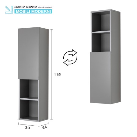 5 - Pensile Pastello L30xH115 in nobilitato melaminico grigio