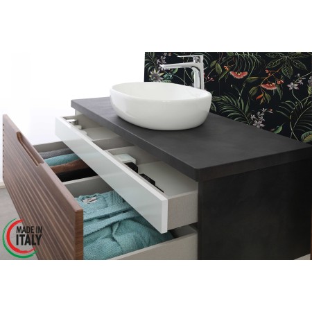 4 - Composizione bagno Ravello 110cm in mdf rivestito in pvc noce canaletto