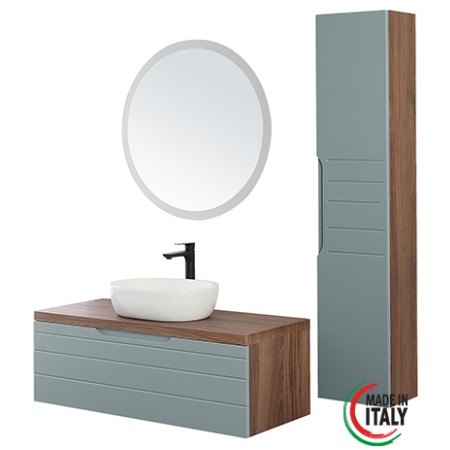 4 - Composizione bagno Amalfi 110cm in mdf rivestito in pvc verde salvia