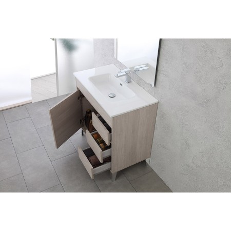 4 - Composizione bagno Mondo 2.0 da 82cm in nobilitato melaminico rovere chiaro