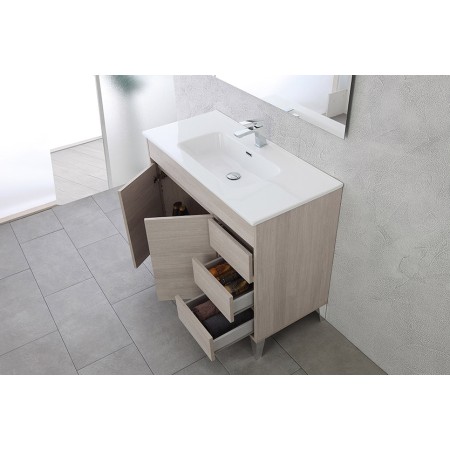 4 - Composizione bagno Mondo 2.0 da 102cm in nobilitato melaminico rovere chiaro