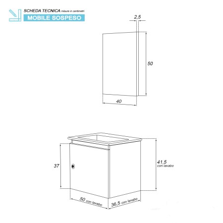 5 - Composizione bagno sospesa Si50 bianco laccato