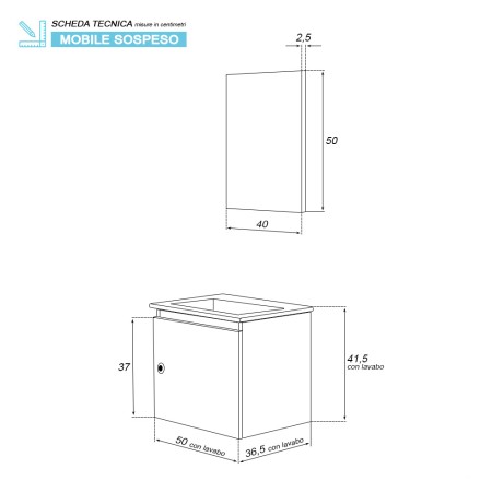 5 - Composizione bagno sospesa Si50 rovere chiaro