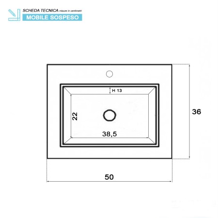 6 - Composizione bagno sospesa Si50 rovere chiaro
