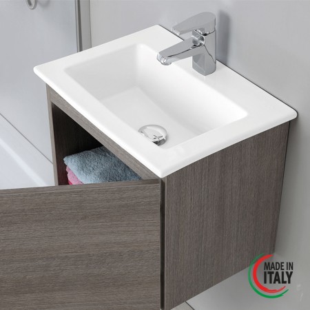 4 - Composizione bagno sospesa Si50 rovere scuro