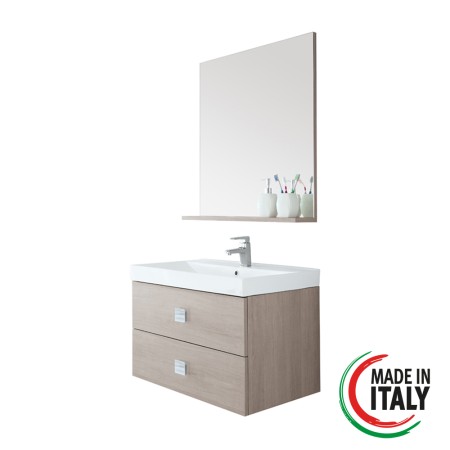 5 - Composizione bagno sospesa Bravo75 rovere chiaro