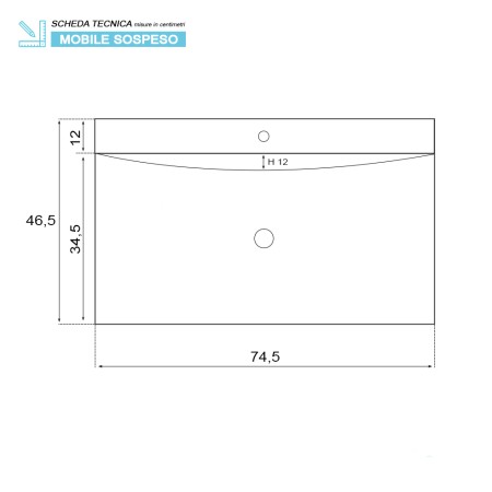 7 - Composizione bagno sospesa Bravo75 rovere chiaro