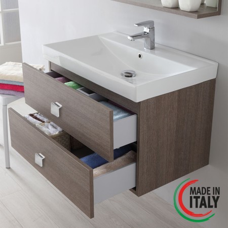 4 - Composizione bagno sospesa Bravo75 rovere scuro