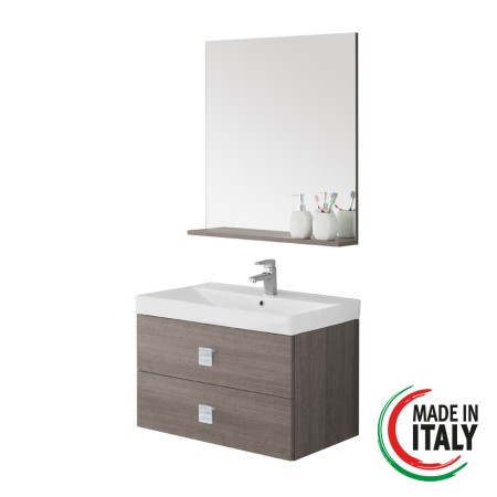 5 - Composizione bagno sospesa Bravo75 rovere scuro