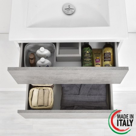 6 - Composizione bagno Fabula 60cm Sospesa in nobilitato melaminico cemento