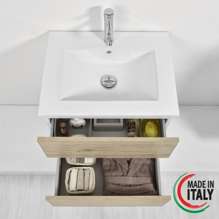 5 - Comp bagno Fabula 60cm in nobilitato melaminico rovere di bordeaux