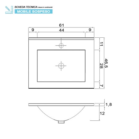 8 - Comp bagno Fabula 60cm in nobilitato melaminico rovere di bordeaux