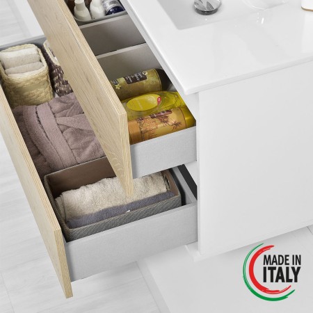 5 - COMP. BAGNO FABULA 90CM SOSP. 2 CASS. BCO/ROV