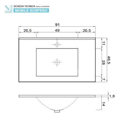 8 - COMP. BAGNO FABULA 90CM SOSP. 2 CASS. BCO/ROV