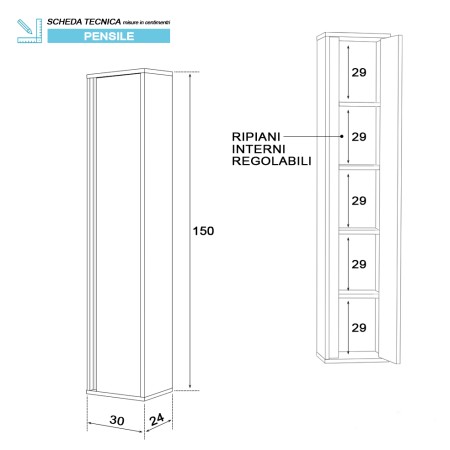 5 - Pensile Fabula L30xH150 in nobilitato melaminico biianco laccato