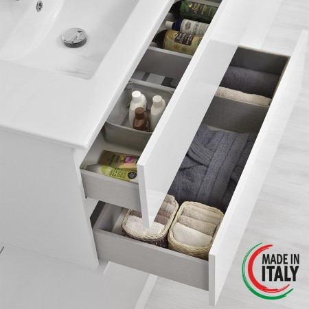 4 - COMP. BAGNO FABULA 90CM SOSP. 2 CASS. BCO LAC