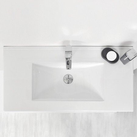 7 - COMP. BAGNO FABULA 90CM SOSP. 2 CASS. BCO LAC