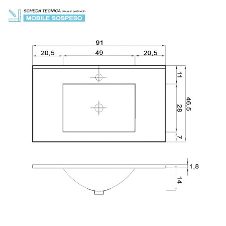 9 - COMP. BAGNO FABULA 90CM SOSP. 2 CASS. BCO LAC