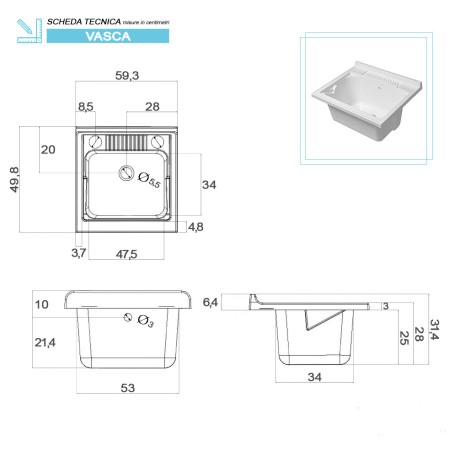 8 - Mobile lavatoio sospeso Fabula 60cm in nobilitato melaminico cemento
